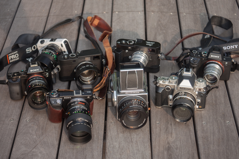 参加者の機材。35mmフルサイズ機の人が比較的多かった