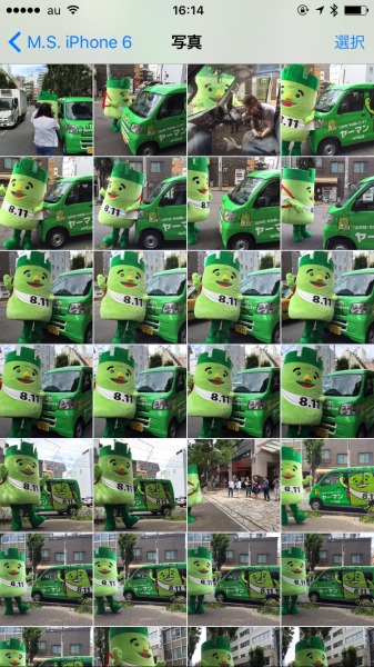 「データアクセスと復元」からバックアップデータ内の写真を表示したところ。サムネイルを見ながら選べるのは便利（複数選択も可能）