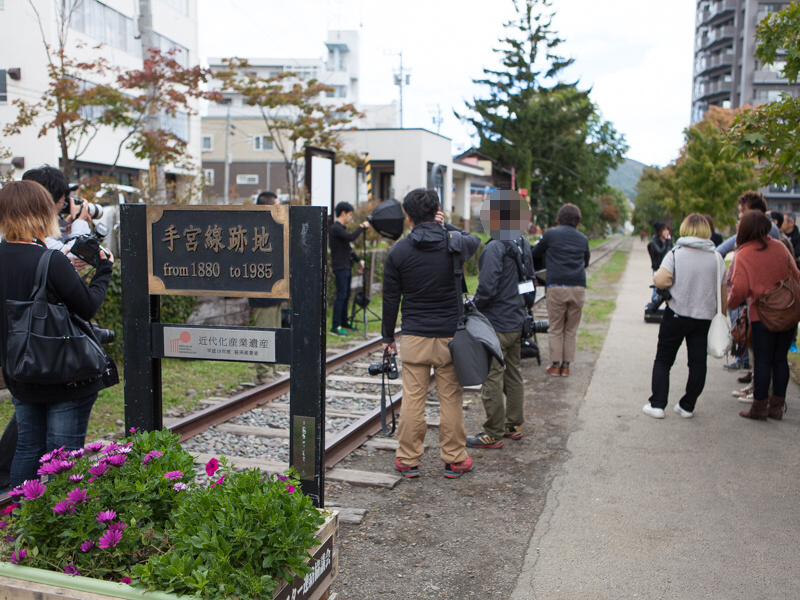 ワークショップの最後は旧手宮線跡地での撮影