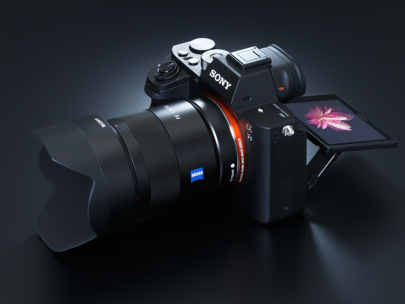 単焦点レンズ「Sonnar T* FE 55mm F1.8 ZA」を装着。明るい開放F値と超高感度、そして5軸手ブレ補正という暗所に最強の組み合わせだ