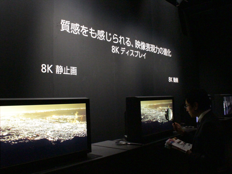 8K静止画や動画のデモ展示でも、たびたびルーペが登場する