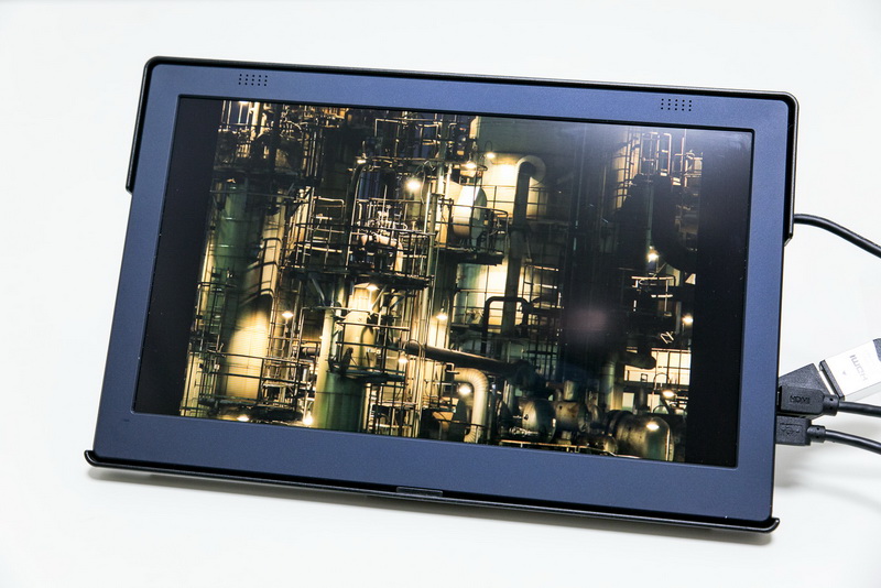 カメラに繋いで写真を再生したところ。細かな部分までしっかり見える。画面のアスペクト比が16:9なので3:2や4:3の写真は左右に黒いスペースが生じる