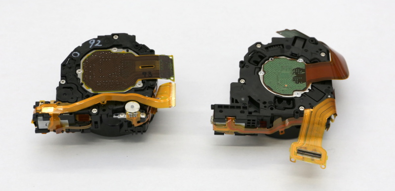 センサーユニットの比較。左がG9 X（1型）、右はPowerShot S120（1/1.7型）