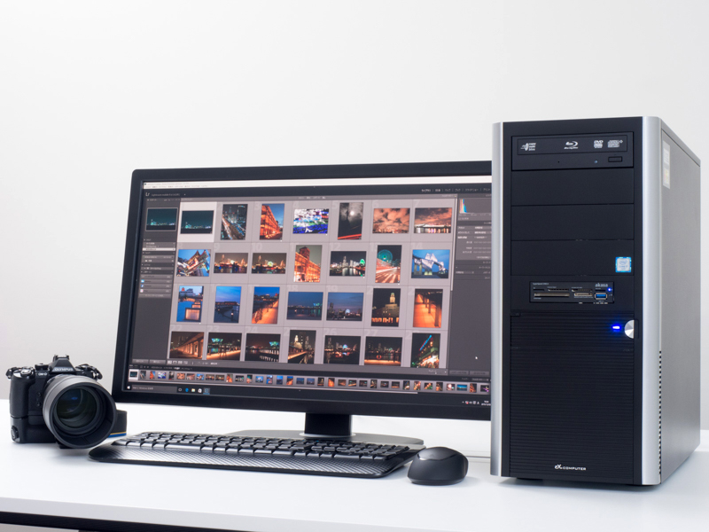 eX.computer PA7J-B64/T（プレミアムモデル）を起動してみた。実際にはディスプレイ、キーボード、マウス、カメラは付属しない。