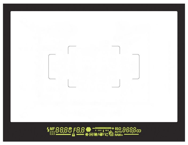 AFフレームと測距点のみ表示した状態。AF作動時は合焦した測距点のみが表示される（測距点自動選択の場合）