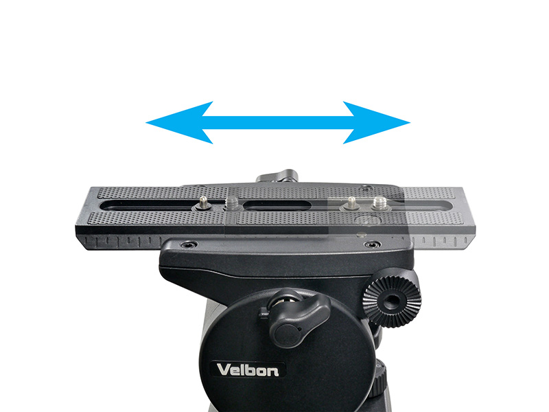 長さ120mmのクイックシュープレート。±40mmのスライド幅がある