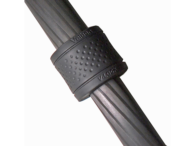 ロックナットはVロック機構により、約90度回すだけで伸縮・固定が可能