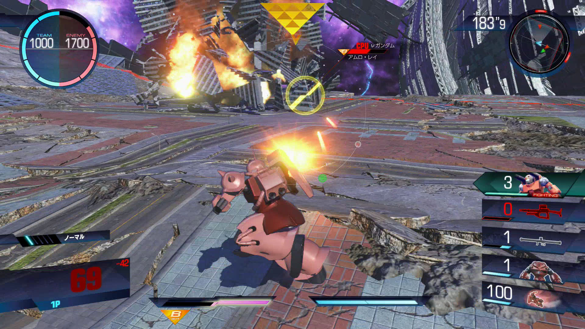 トライアルバトルではCBTで操作可能なモビルスーツ以外にもボールやマゼラアタックなどのメカも敵として登場する