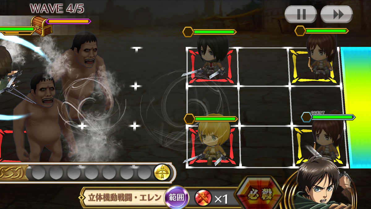 ワイヤーを巨人に飛ばして立体機動戦闘