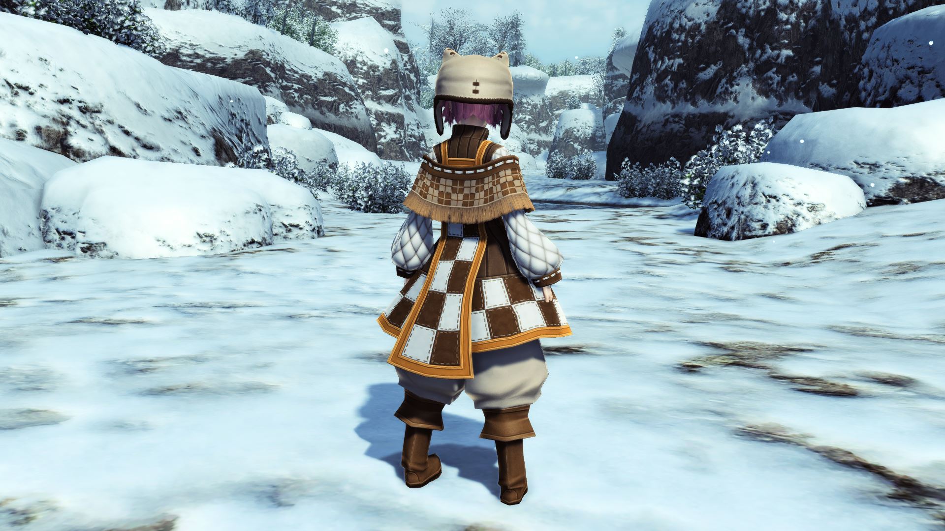 デザイナーふもねこが作った衣装。チェック柄とミシン目がアクセントのほのぼのファンタジー風のデザイン