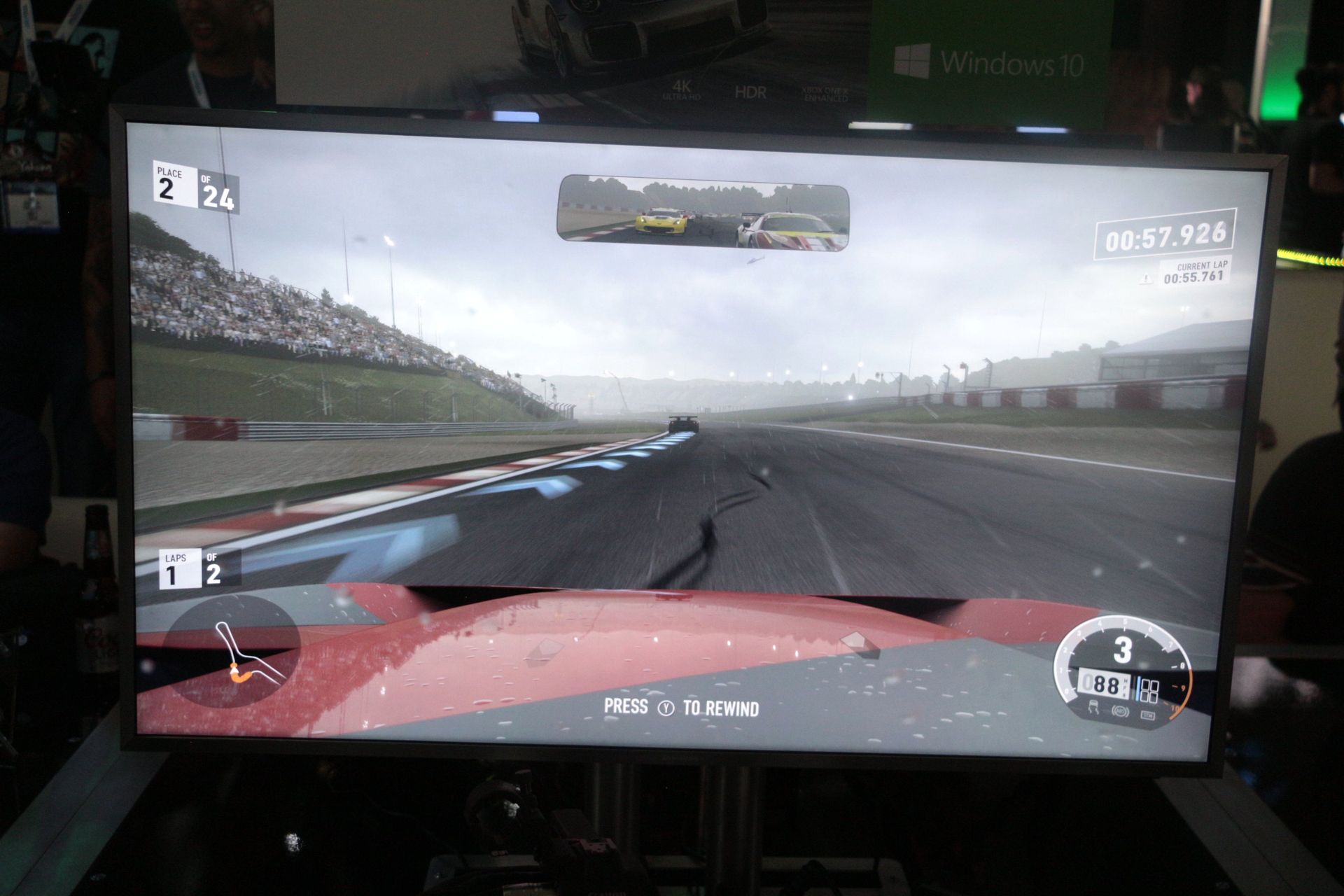 1周目の途中で雨が降ってくる