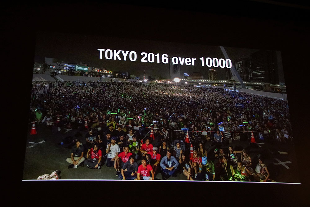 人の繋がりも広がり続けている。左の写真は1番最初のリアルイベントで、京都で行なわれた。右の写真は東京で開かれたイベント。1万人が集まった