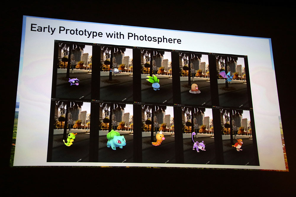 はじめはストリートビューを使用してポケモンと合成する手法が考えられていた。だが、開発してみると違和感があって使用できないことがわかった