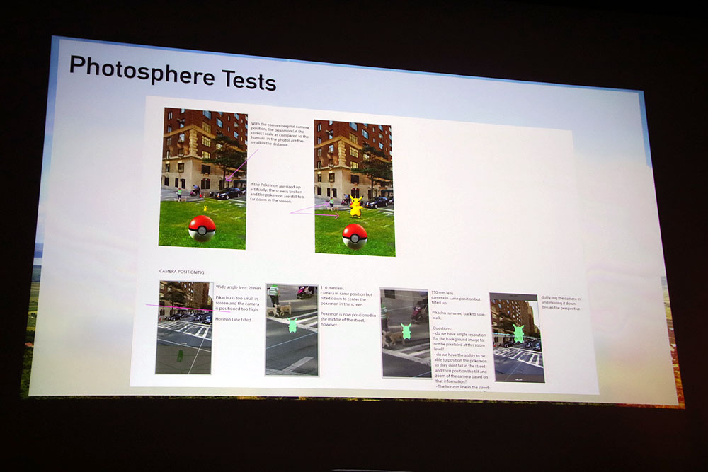 はじめはストリートビューを使用してポケモンと合成する手法が考えられていた。だが、開発してみると違和感があって使用できないことがわかった