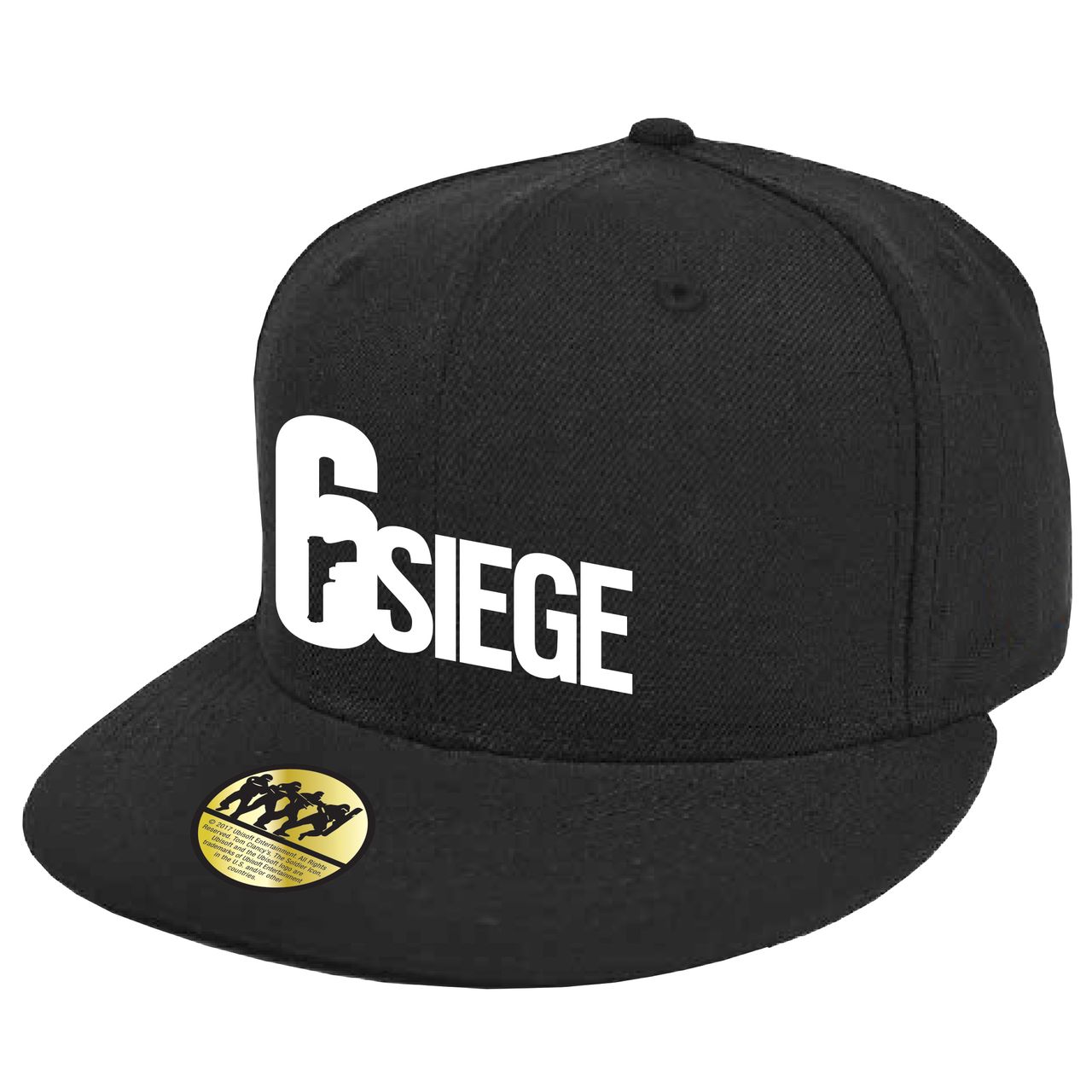 <strong class="em ">「レインボーシックス シージ」6SIEGEキャップ</strong>：フロントには6SIEGEが刺繍されている。ツバの金色のデザインはシールで後ろはサイズ調整可能なアジャスター付き。価格は3,000円（税込）