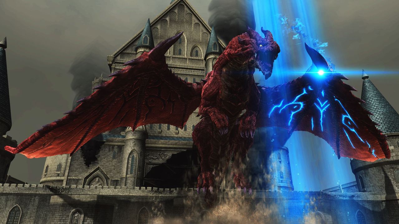 崩壊したクエント城に甦った紅き邪竜。生半可な攻撃では、巨体を覆う硬い鱗にはじかれてしまうアリサに託された「ラコニウムソード」を使い、ドラゴンの鱗を切り裂け！