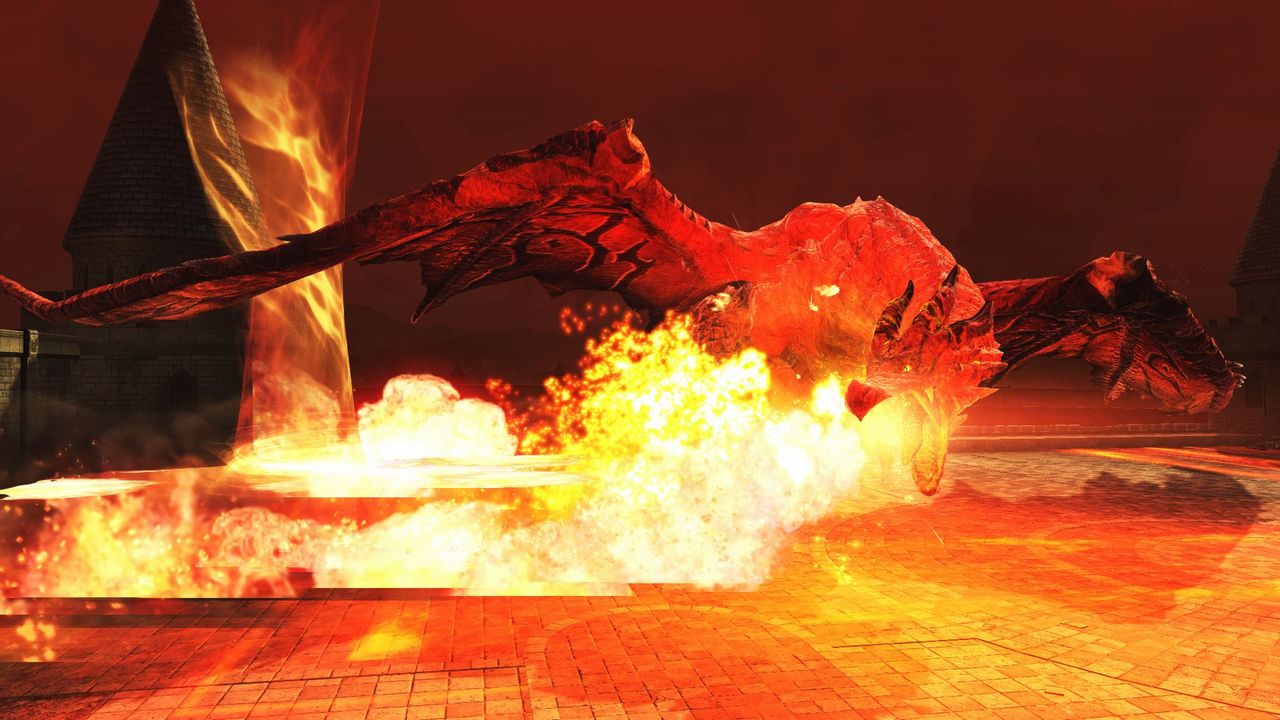 崩壊したクエント城に甦った紅き邪竜。生半可な攻撃では、巨体を覆う硬い鱗にはじかれてしまうアリサに託された「ラコニウムソード」を使い、ドラゴンの鱗を切り裂け！