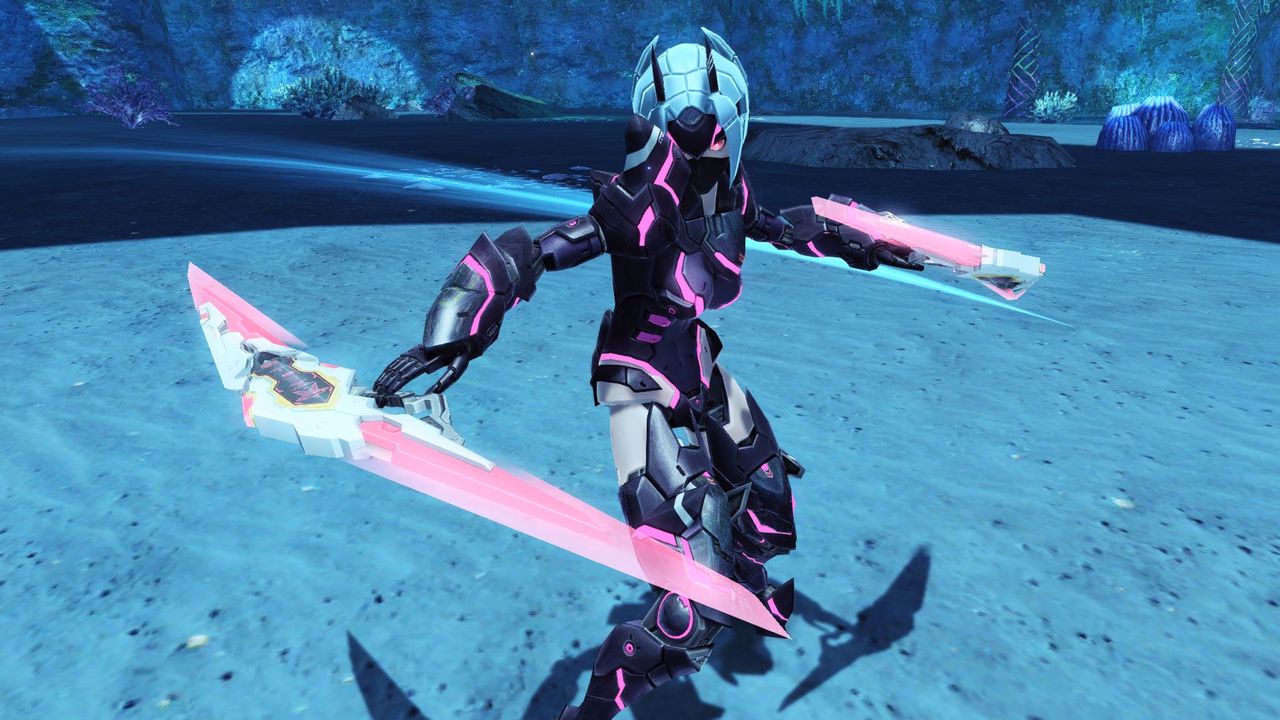 バトルアリーナ専用の双小剣型武器迷彩。戦技比較用に、力量が発揮されるよう調整がされている