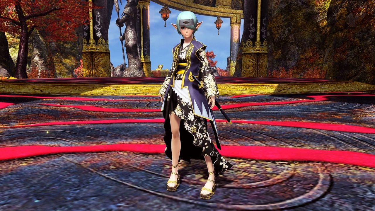 ダンダラ模様が入った長羽織。陣羽織に似た作りになっており古風で凛とした印象を与える