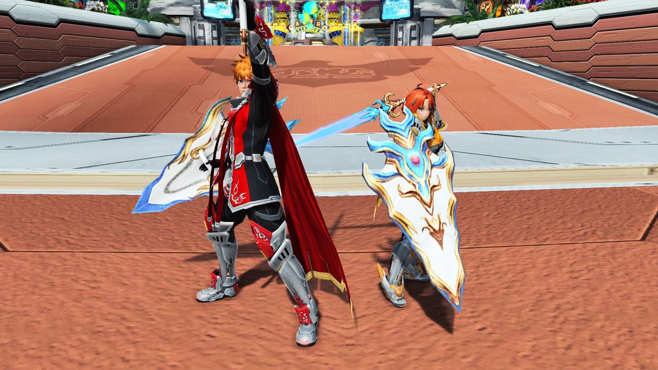 <strong class="em ">371「ラコニウムソード」（ロビーアクション）</strong>：エリュトロン・ドラゴンを退けた者だけが使えるラコニウムソードを使ったポーズ。男性版は剣を高々と掲げるポーズで、女性版は盾をアピールした動きを行なう