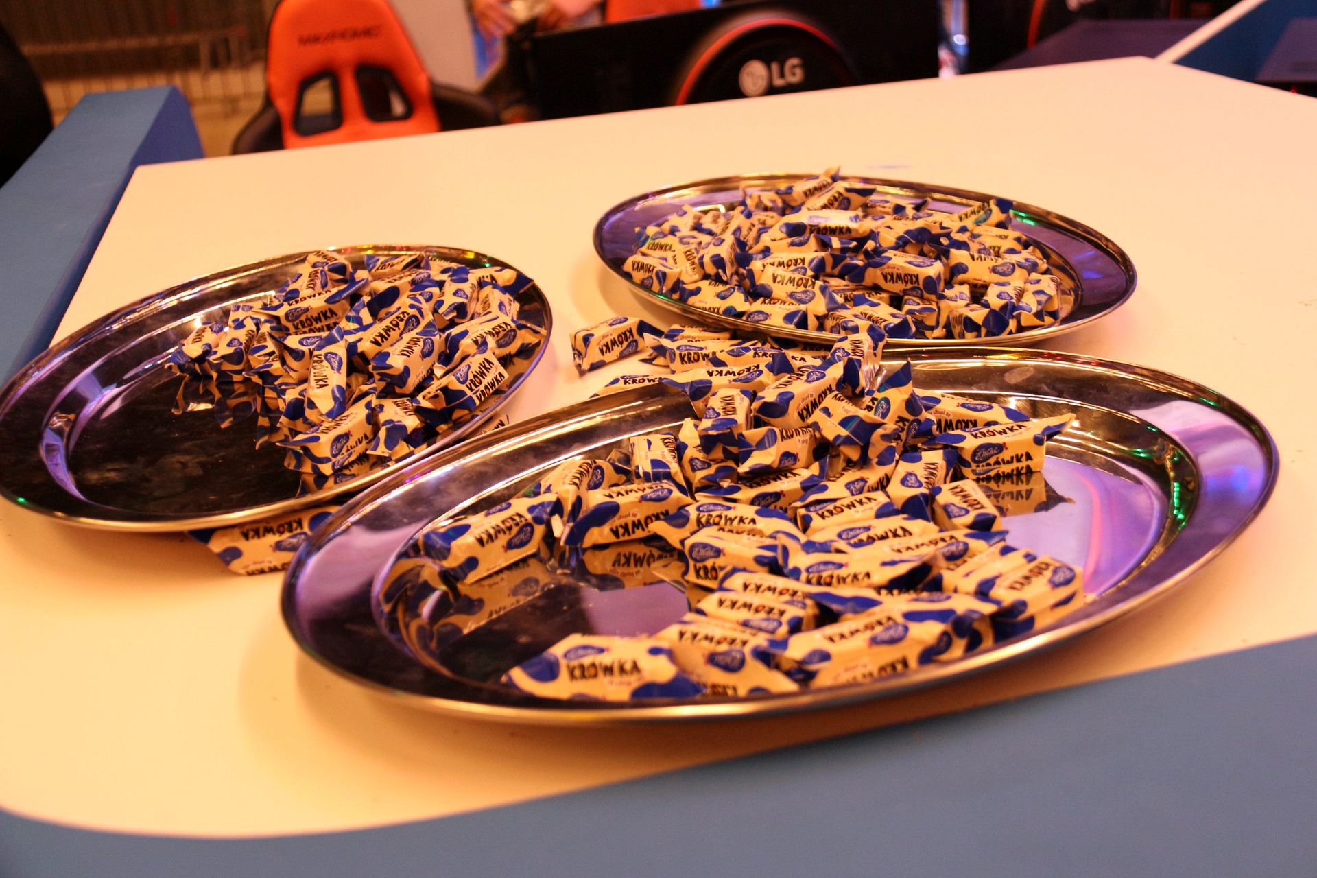 終日チョコの臭いが絶えなかったポーランドのチョコレートメーカー ウェーデルブース。eスポーツに参戦というわけではなく、eスポーツファンに向けたブランドアピールがメインのようだ
