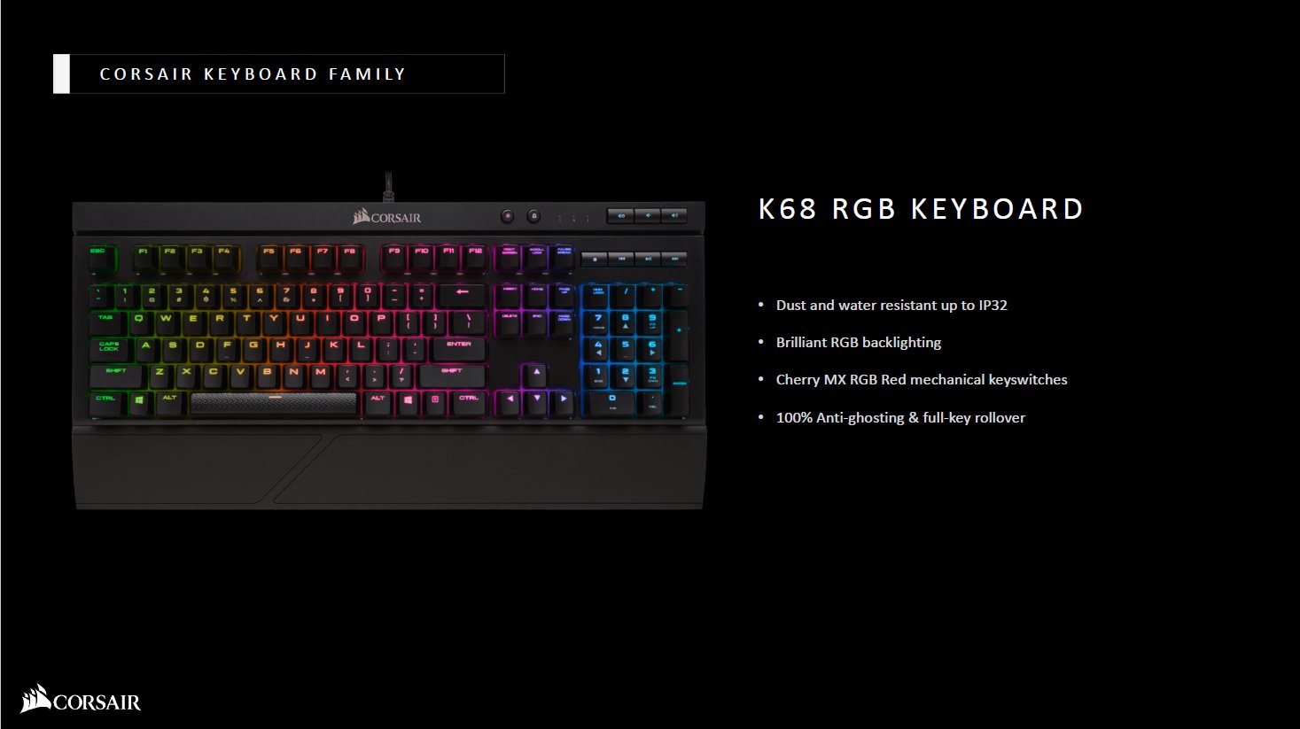 防水防塵に対応したゲーミングキーボード「K68 RGB KEYBOARD」