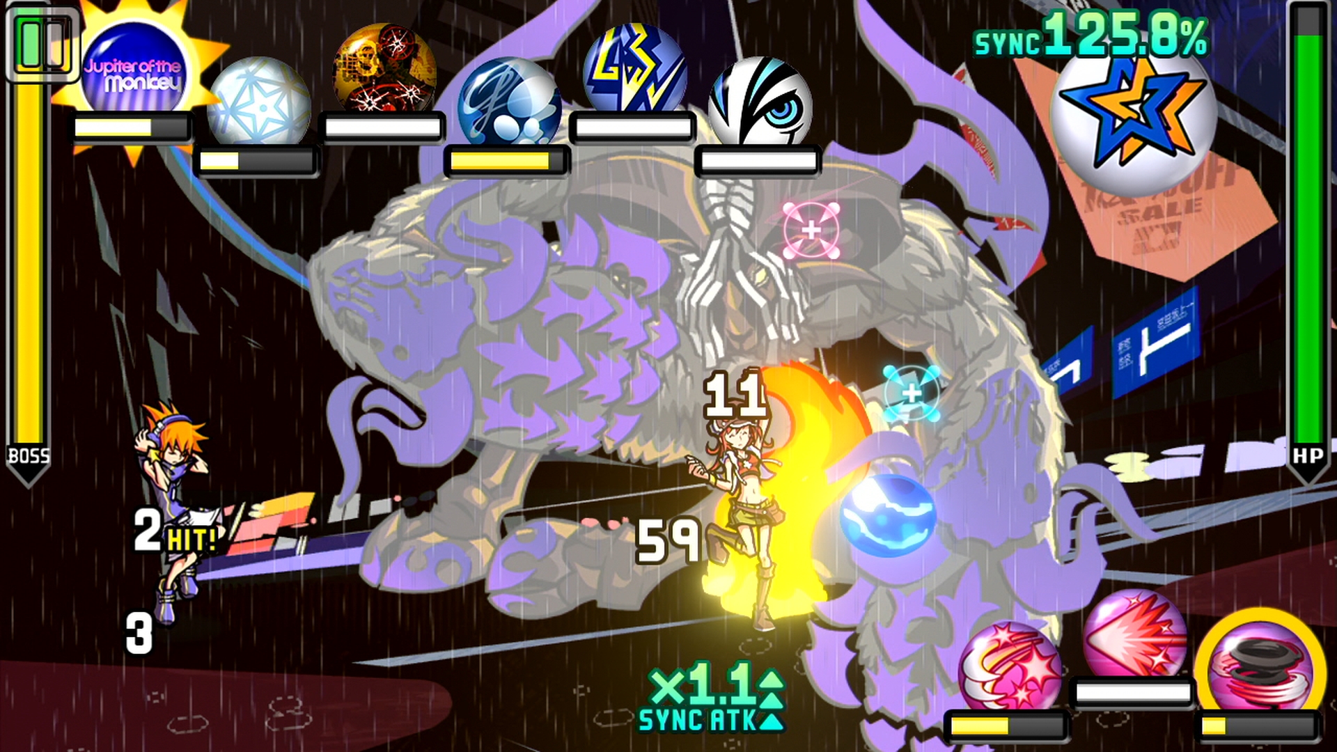 Joy-Con操作時にはおすそ分けプレイも可能。右下にパートナーのバッジが表示される。操作方法については2人でプレイのメニュー画面からいつでも確認できる