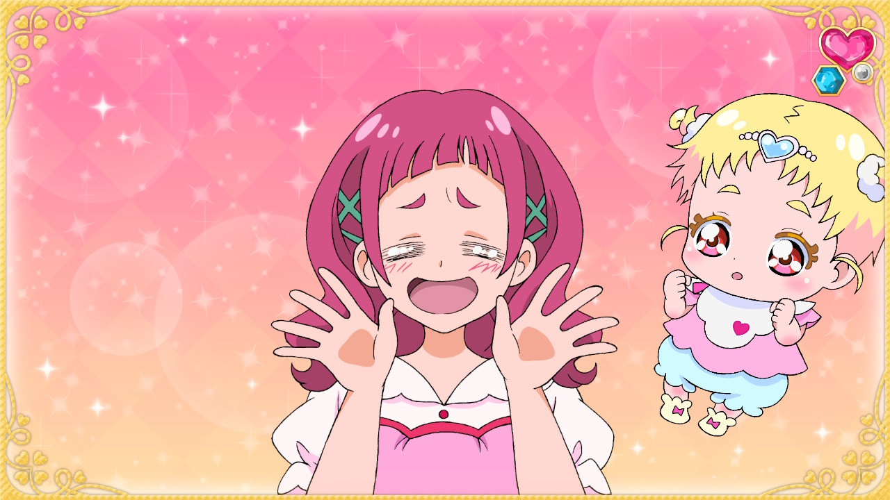 <strong class="em ">いないいないばぁ</strong>：タイミングよくゲージを止めると、はなの変顔で、はぐたんが喜んでくれる