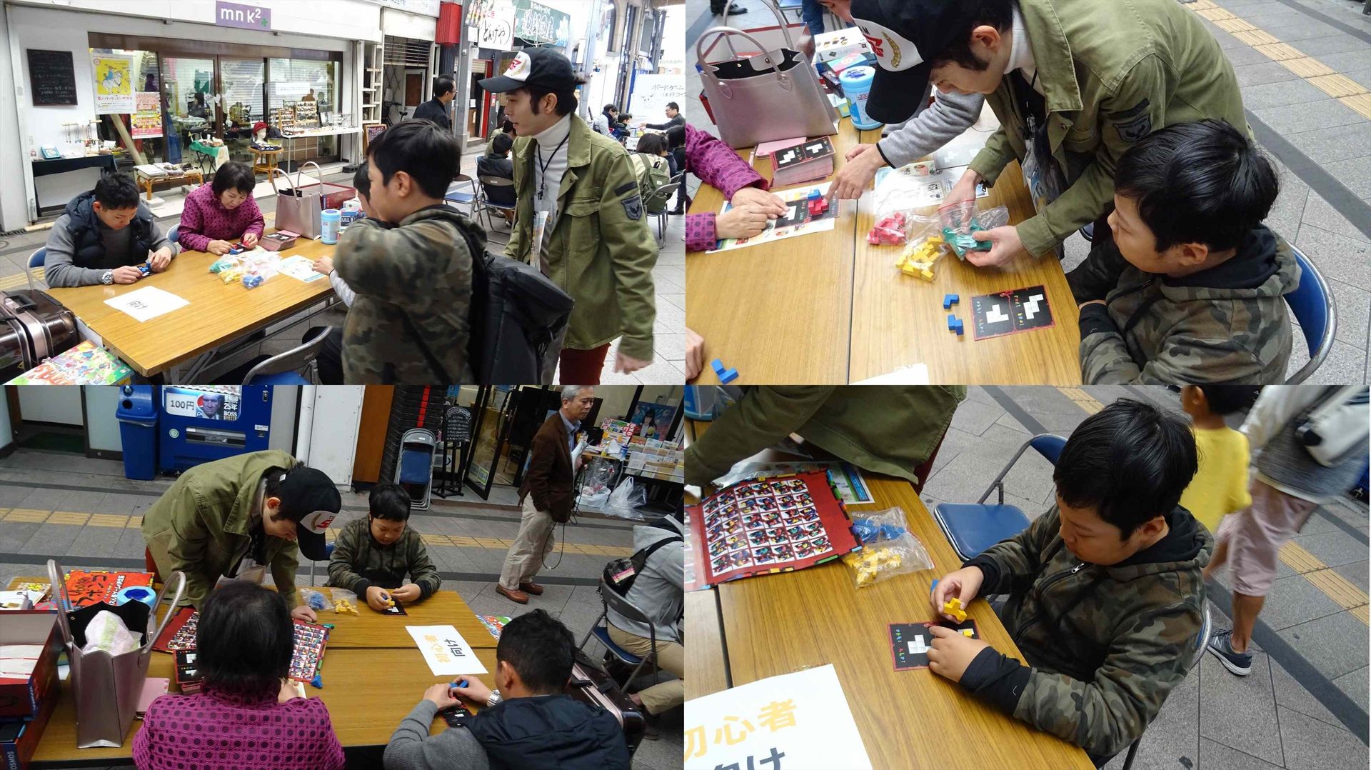 「ウボンゴ 3-D」のテーブルで説明を受ける小6の息子。説明を受けた後は同じテーブルのご婦人がスタッフに説明を受けている間も黙々とプレイする