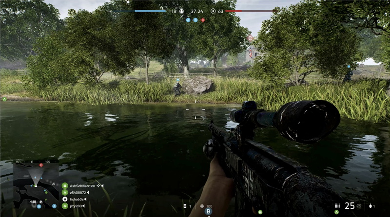 「バトルフィールド V」のマルチプレイも高リフレッシュレート液晶が有効なゲームだが、「CS:GO」などに比べると描画が重いため、PCスペックをある程度高くしないと60Hz液晶とあまり変わらない、という結果になる