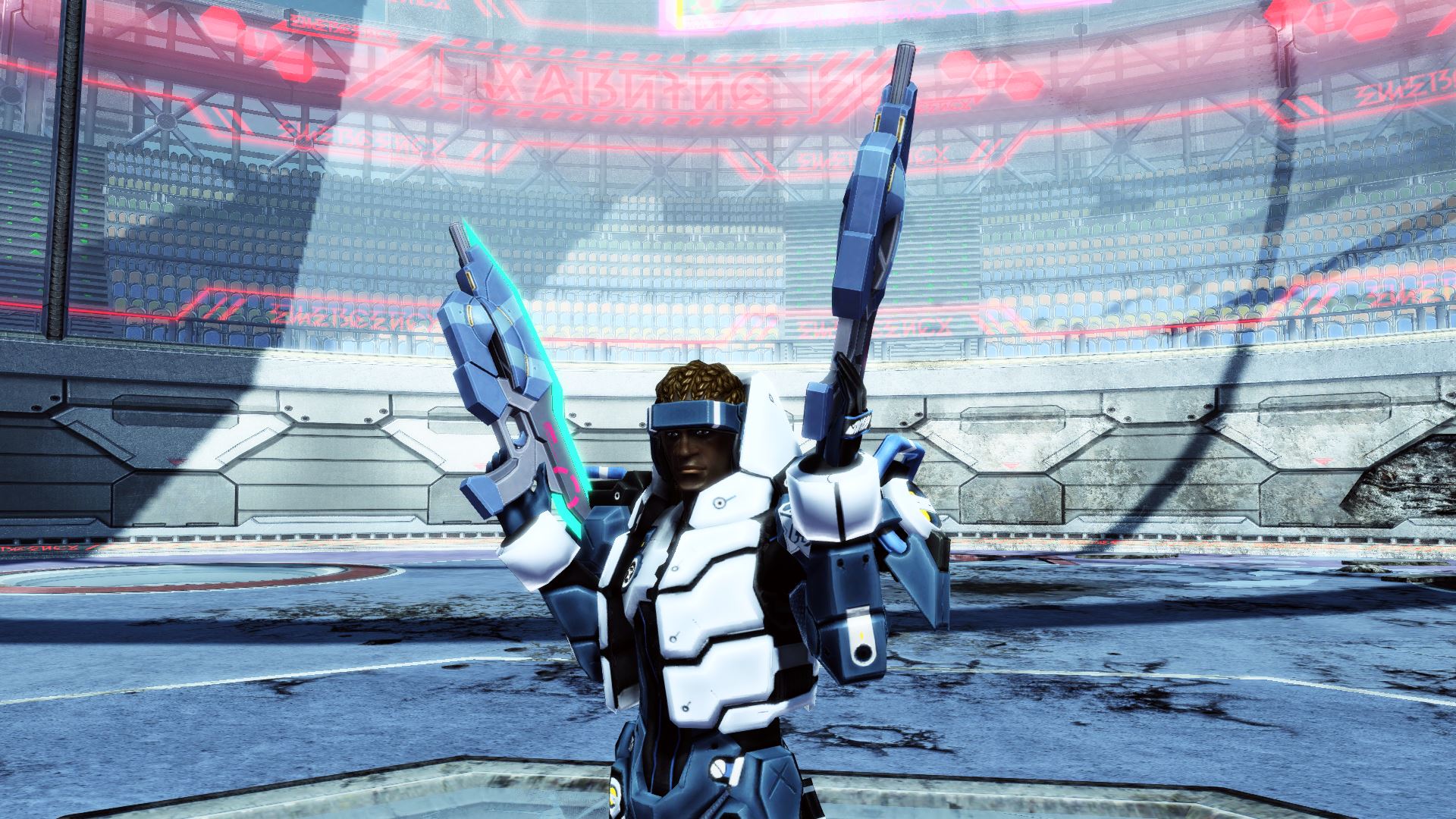 シンプルなフォルムの双機銃型武器迷彩。薄いフォトンコートで銃身を包みこみ高い機能性と、優れた性能を持つ