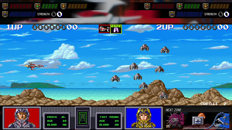 「SAGAIA」でのガジェット表示オンでのプレイ画面。下には「PROCO JR」と「TIAT YOUNG」の姿が表示される