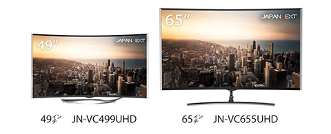 JAPANNEXT、65型と49型のVAパネル使用4K曲面モニターを発売