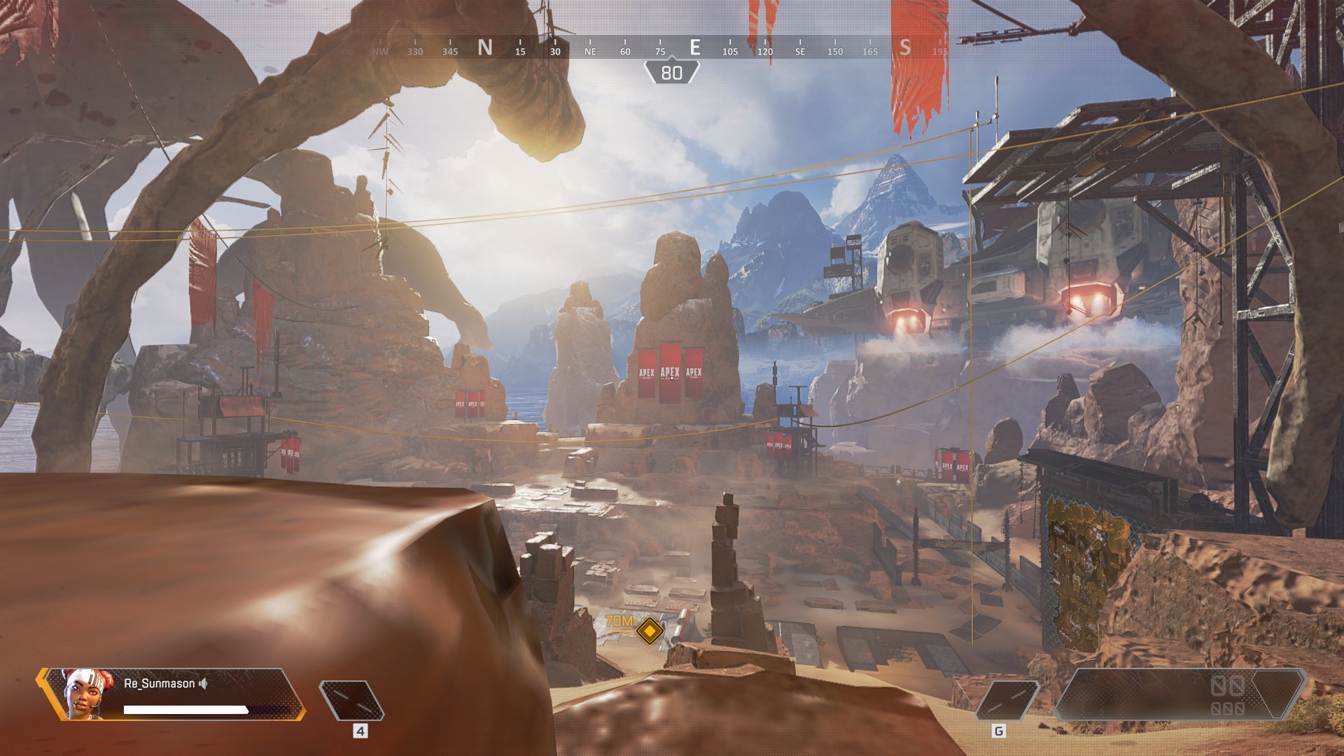 「なし」設定（MAP）。MAP画面の左下の岩をみれば一目瞭然だが、「なし」だけ画質がガクッと落ちている印象があるが、極と中はよく見ないと違いがわからないレベルだ