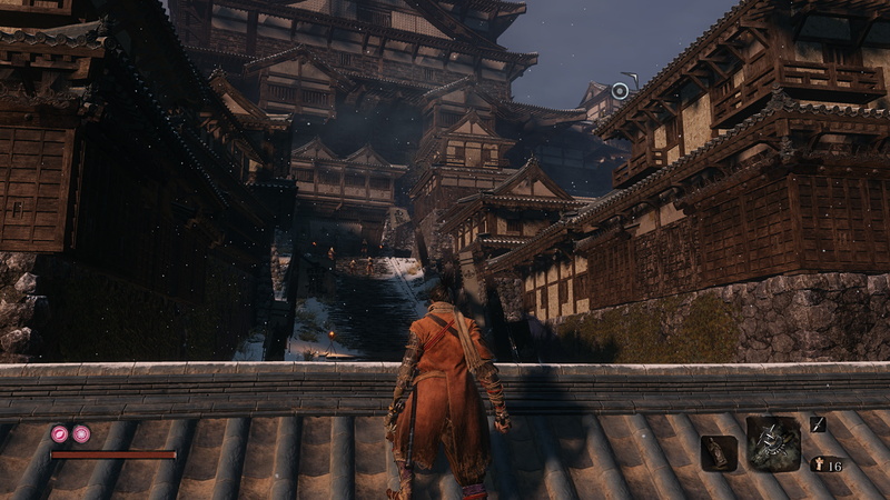 4K低画質の描写。全体的に白っぽく、陰影が薄い。奥にあるたいまつの表現もチープだ