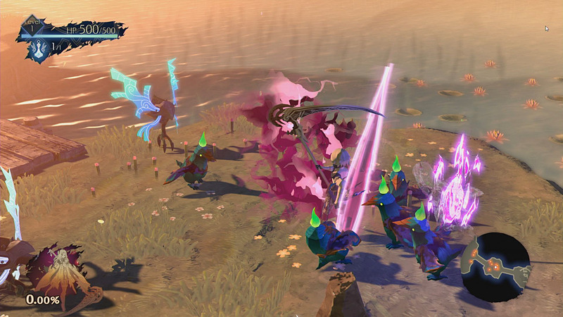 イザナは敵と一気に距離を詰める瞬間移動が可能。魔物の群れの中に一瞬で移動し、周囲の敵に一気にダメージを与える