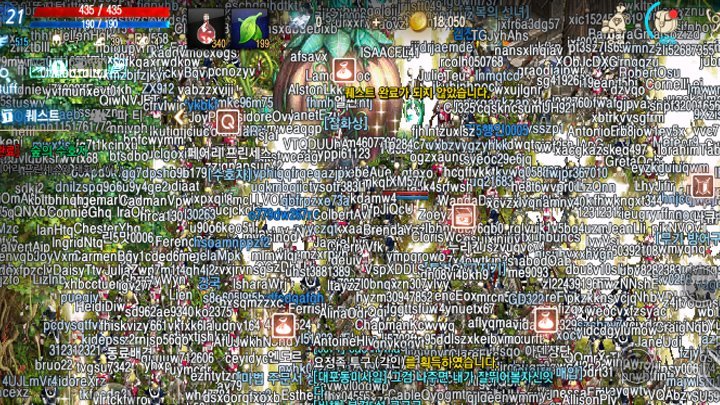 「リネージュM」の“作業場”で働くキャラクターたち。本作では狩りでアイテムを稼ぐには大量のダイヤを消費してBUFFを維持する必要があるので効率が悪く、今では殆どが無くなった