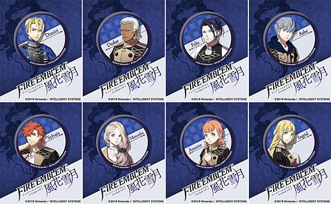 ファイアーエムブレム 風花雪月」のキャラをモチーフにした缶バッジと