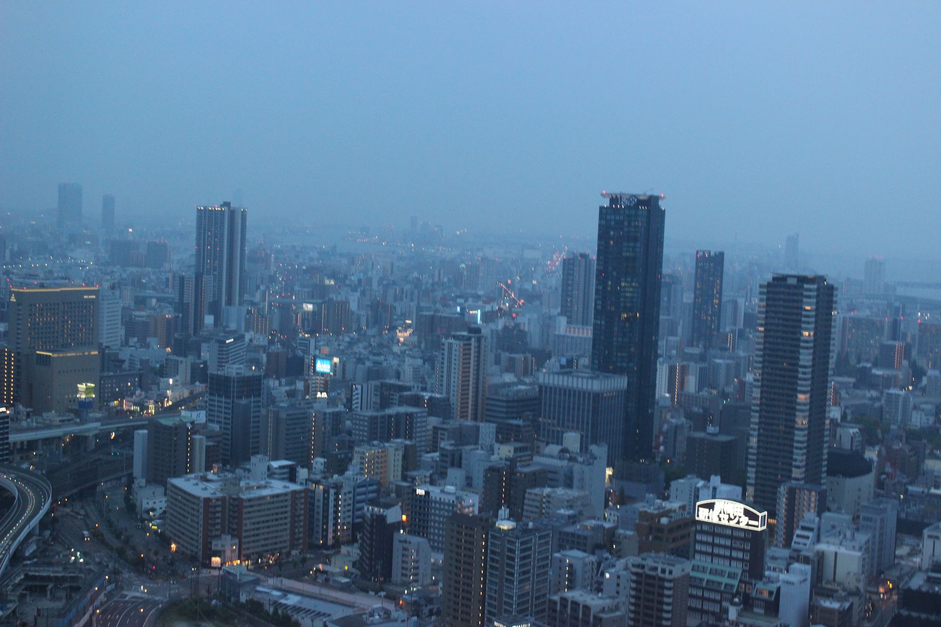 あいにくの雲行きだったが、大阪の景色も一望できる高さ