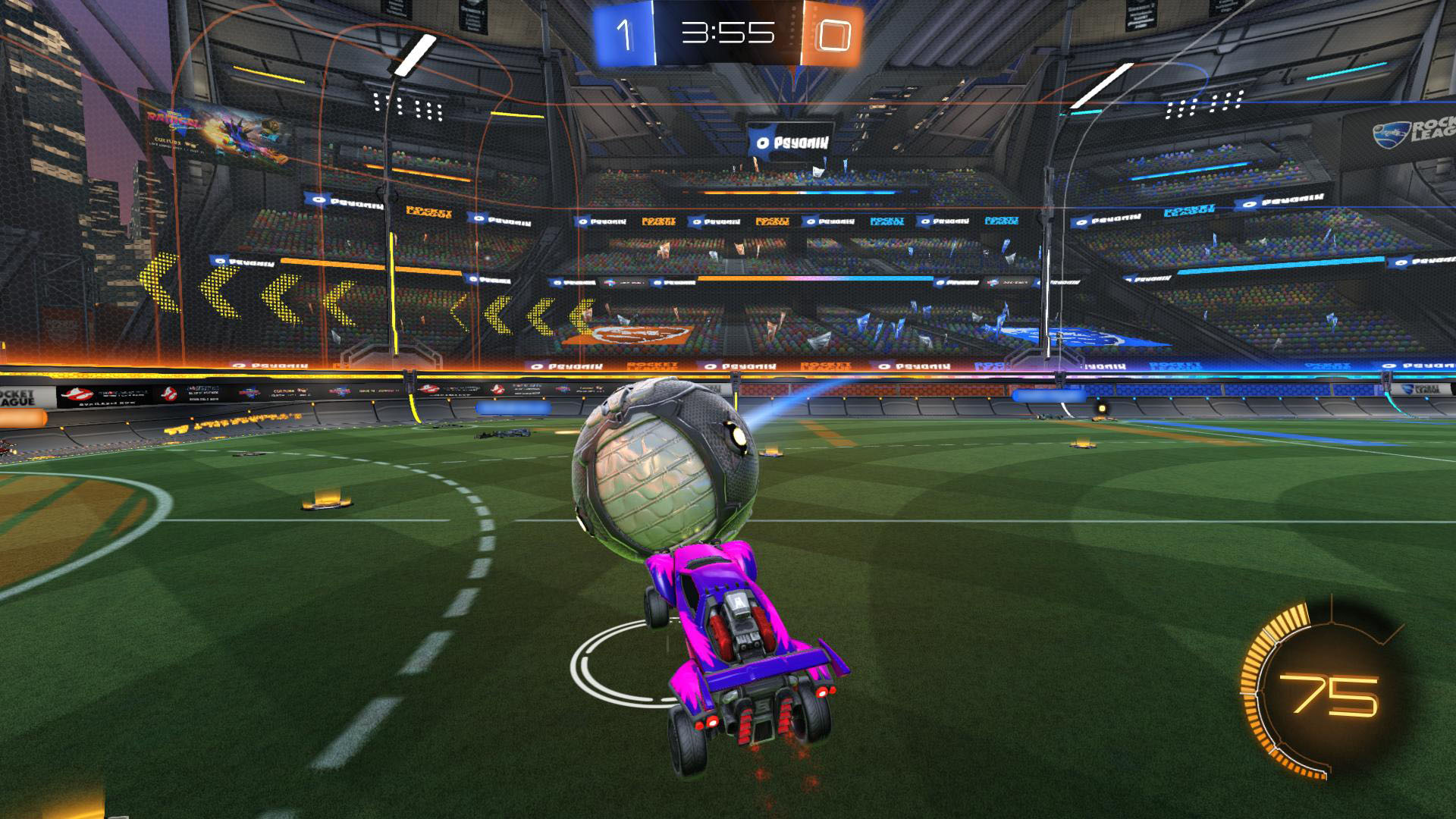 物理演算で動く車を巧みに操り、ゴールを目指す。チームメイトがどこにいるのかを把握しつつ勝利を目指そう