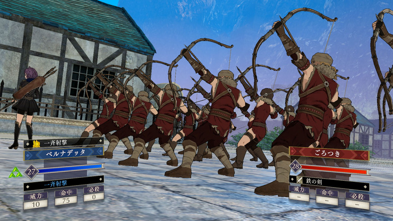 「帝国弓兵隊」を配備した際に行なえる計略「一斉射撃」。近距離攻撃しかできないユニットにつけて距離を補うのもありだが、雰囲気的には弓が得意な者に配備したくなる