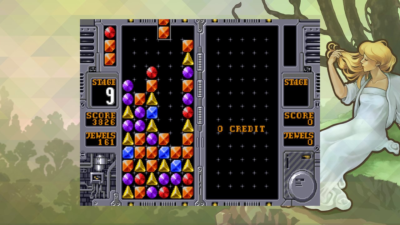 ひたすら宝石を積んで消していくだけの、シンプルな遊びに特化した「無限コラムス」。メニュー画面から選択できる