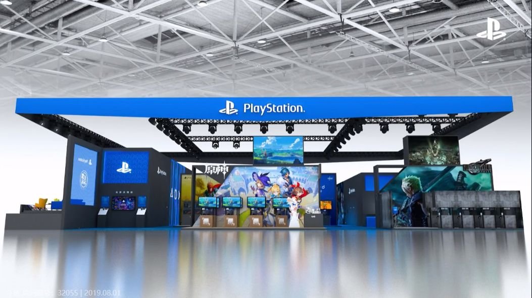 堂々のブース中央を占める「原神Project」。中国でのPS4のキラーコンテンツにするつもりなのだろう