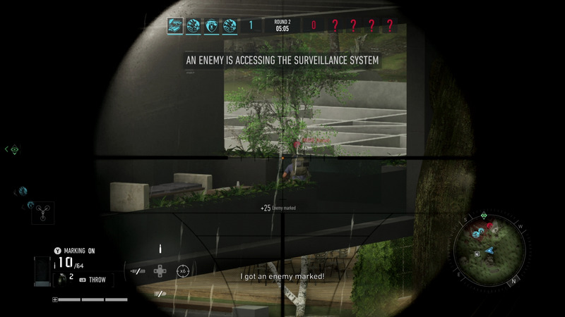 スナイパーライフルで敵を見つける。情報はすぐに味方に共有される