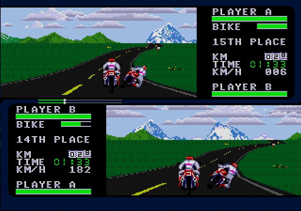 オプションのモード変更で上下2分割による2人同時プレイも可能だ