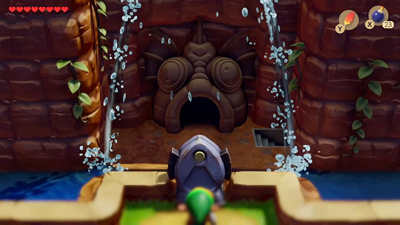 対応するカギを差し込むと、滝の裏からダンジョンが姿を現した。準備が整ったら、いざ潜入！