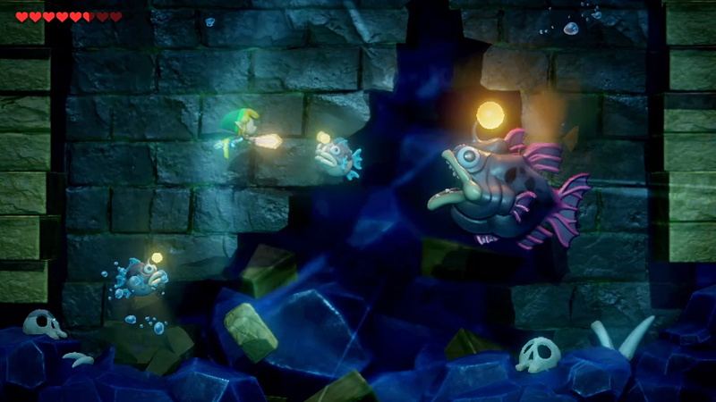 横スクロール画面でのボス戦も楽しい！ 水中を動き回って勝機を見つけよう