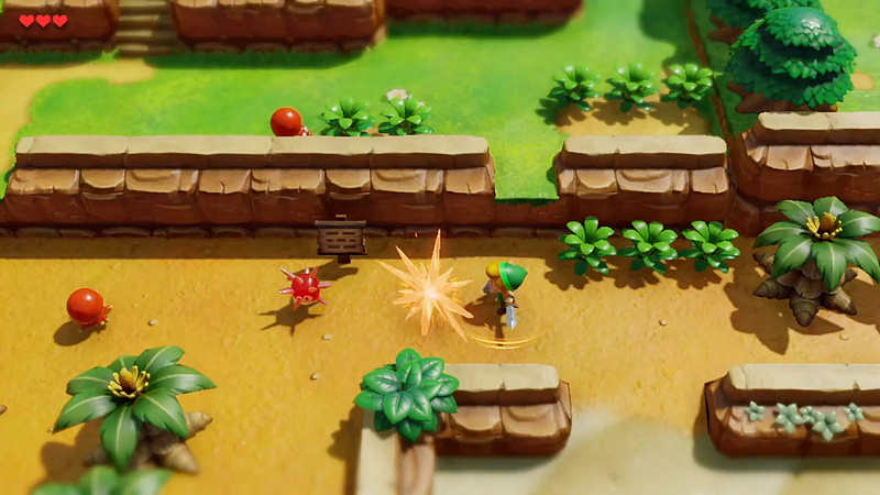 どこかで見たようなウニらしき敵も、リンクの剣にかかればワンパン！