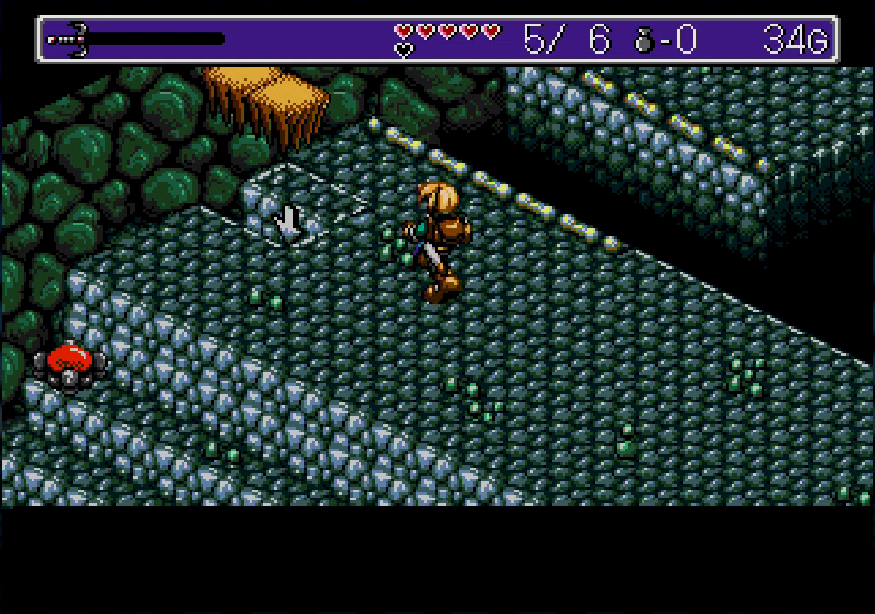 赤いキノコのようなスイッチを押すことで、床が浮かび、塞がれていた階段を下れるようになる