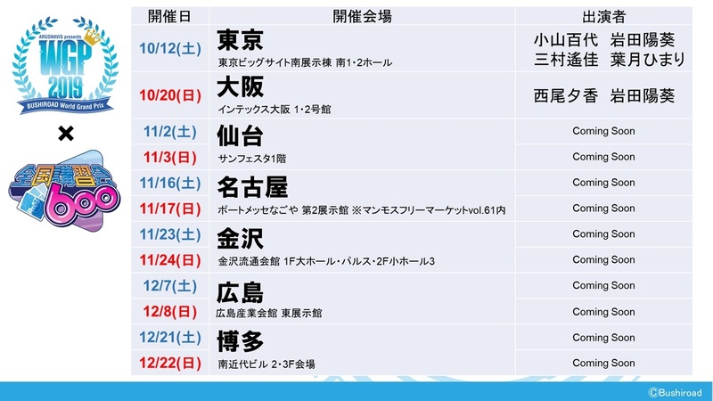 WGP2019のスケジュール